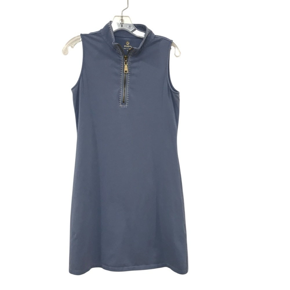 Spartina 449 Women’s Small Sleeveless Blue Dress with Gold Zipper Blue Stretch
